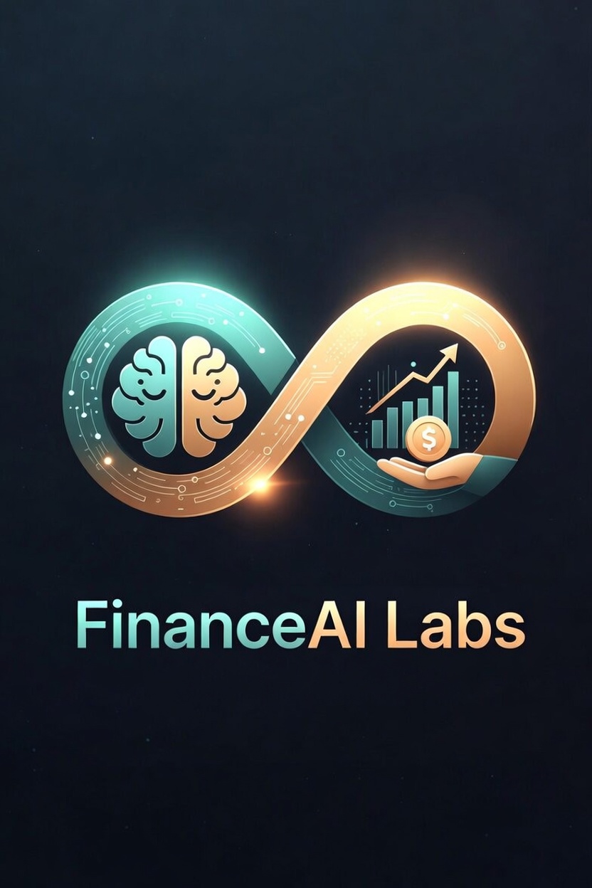 FinanceAI Labs logo: a teal and gold infinity loop joining a brain and a financial growth chart